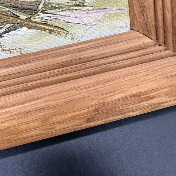 Vintage Painting Beach Dunes Seagulls Nautical Wooden Frame Wall Hanging Signed - Picture 9 of 11